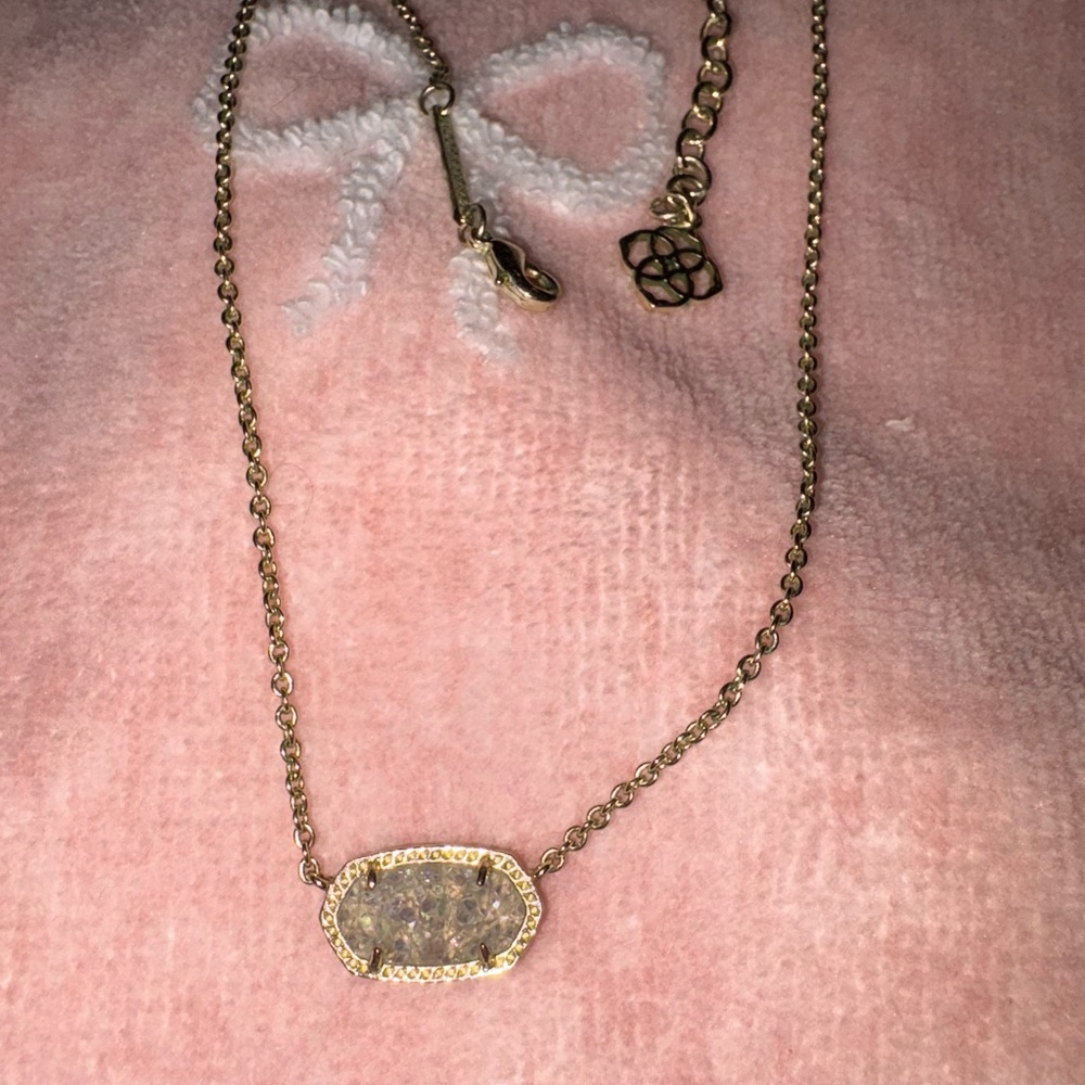 Elisa Gold Pendant Necklace in Iridescent Drusy Kendra Scott